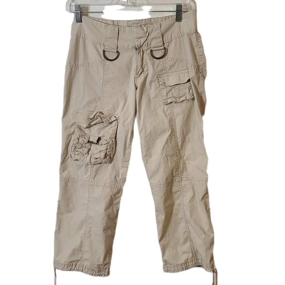 GUESS JEAN Y2K VINTAGE TAN  KHAKI CARGO CAPRI PANTS SIZE 29